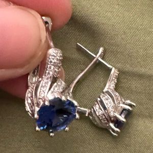 Blue and diamond crystal earrings